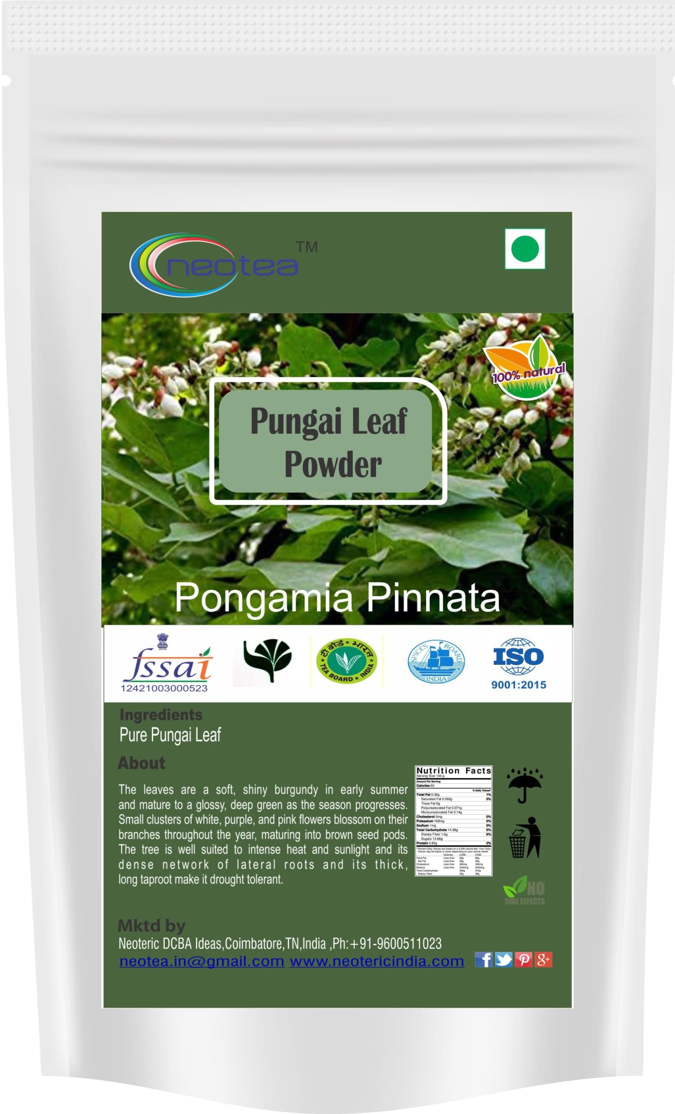 Neotea Flax Pungai Pongamia Pinnata Leaf Powder